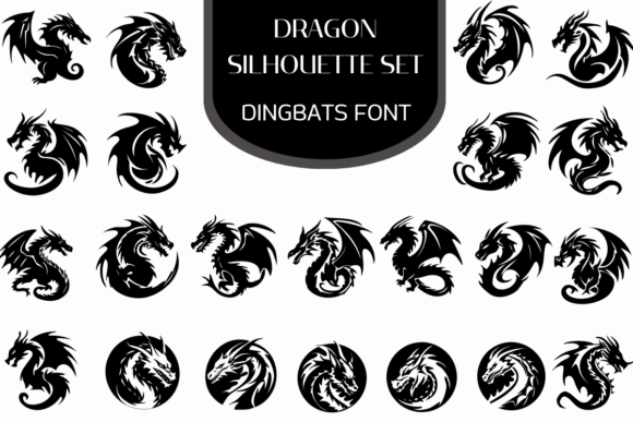 Dragon Silhouette Set: Premium Font for Mythic Brand Campaigns