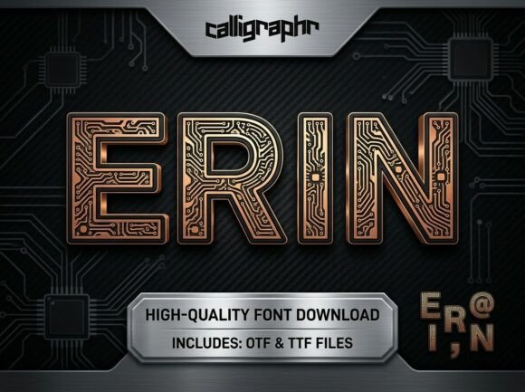 Erin: A Premium Display Font for Tech-Inspired Crafts