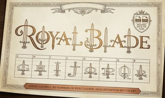 Royal Blade: A Medieval Display Font for Handmade Crafts